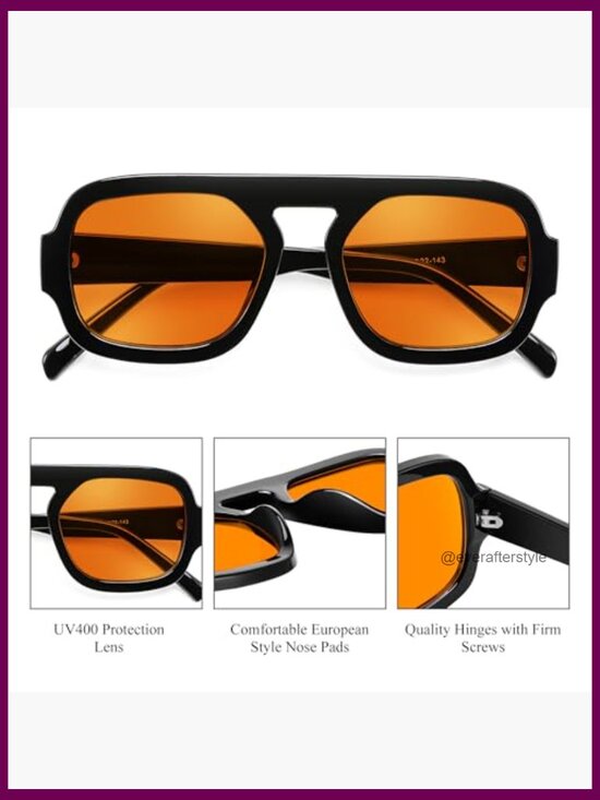 Retro Square Aviator Sunglasses Plastic Frame UV Protected